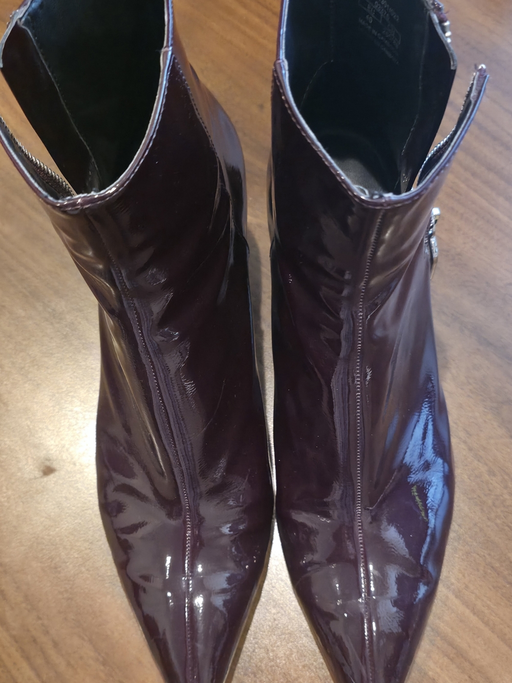Zara Patent Pointed Ankle Boots in Plum